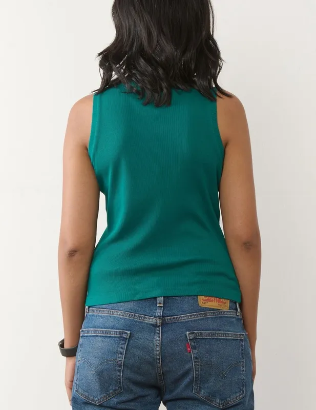 Sea Green Ribbed Tank Top