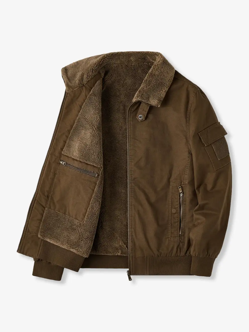 Men'S Fleece Lined Zip Front Bomber Jacket