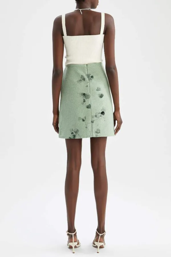 Embroidered Tweed Mini Skirt