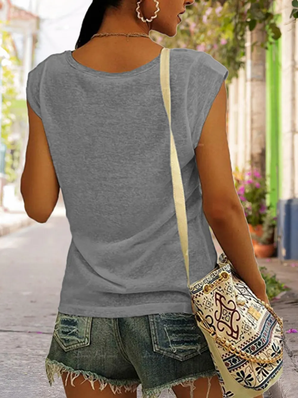 Full Size Heart Graphic V-Neck Tank Top