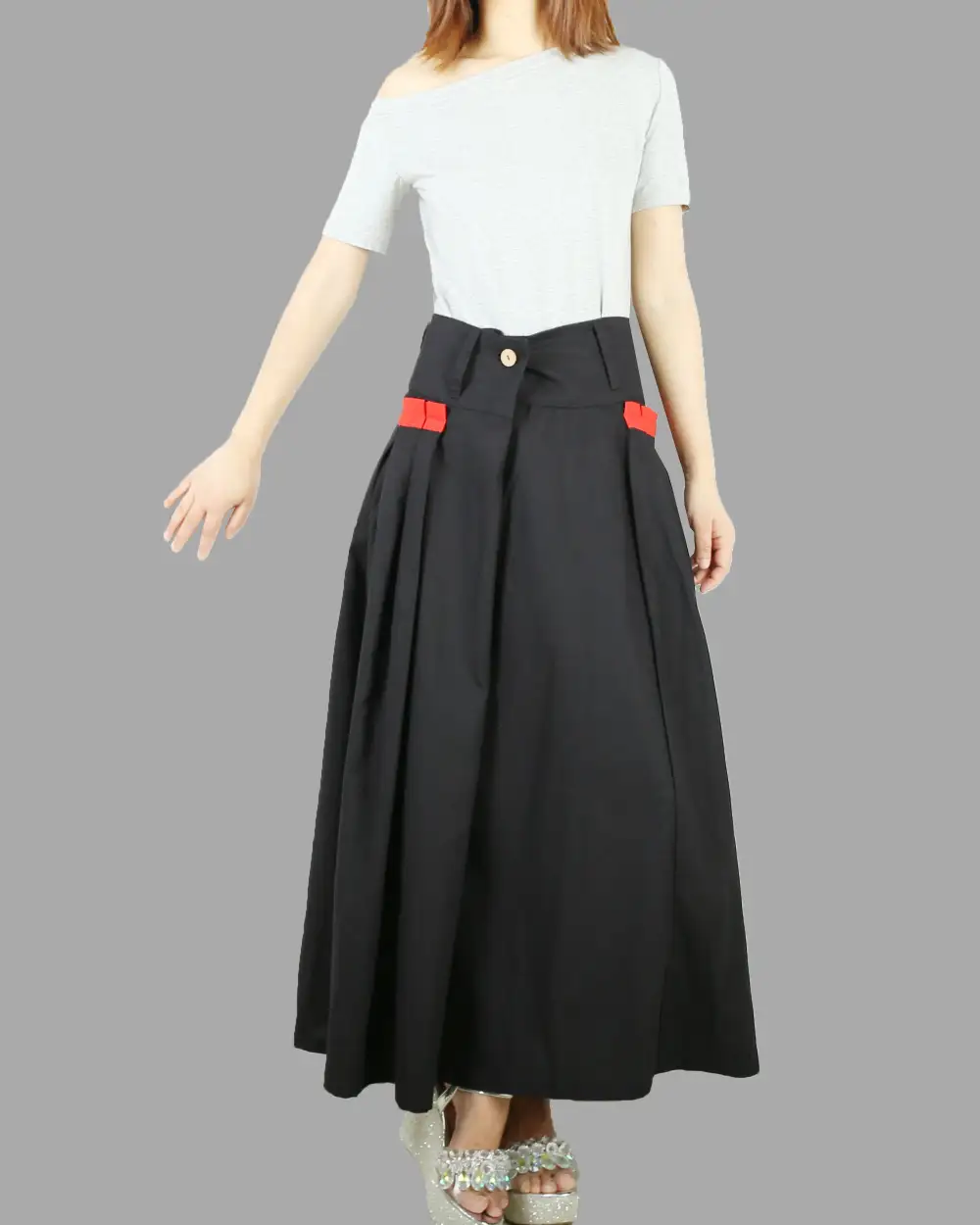 Everyday Pleated Linen A Line Maxi Skirt
