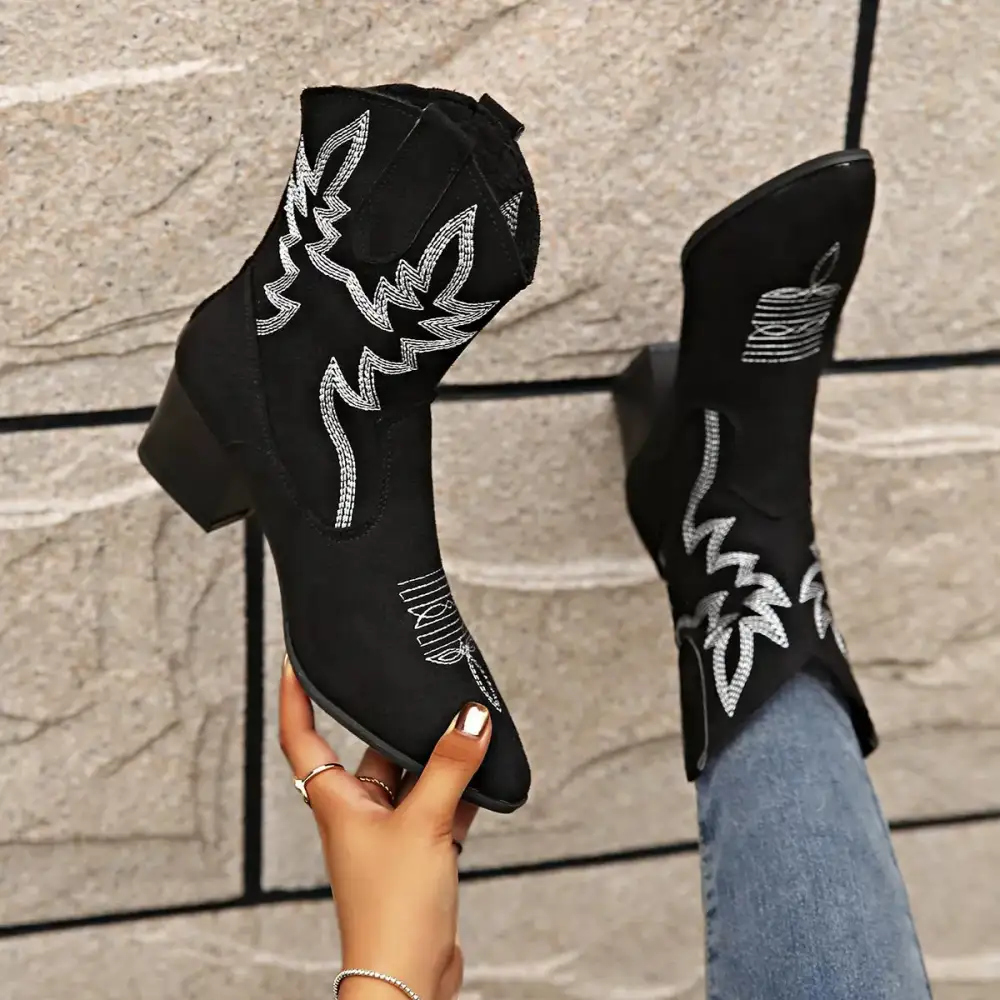 Refined Modern Pointed Toe Block Heel Boots