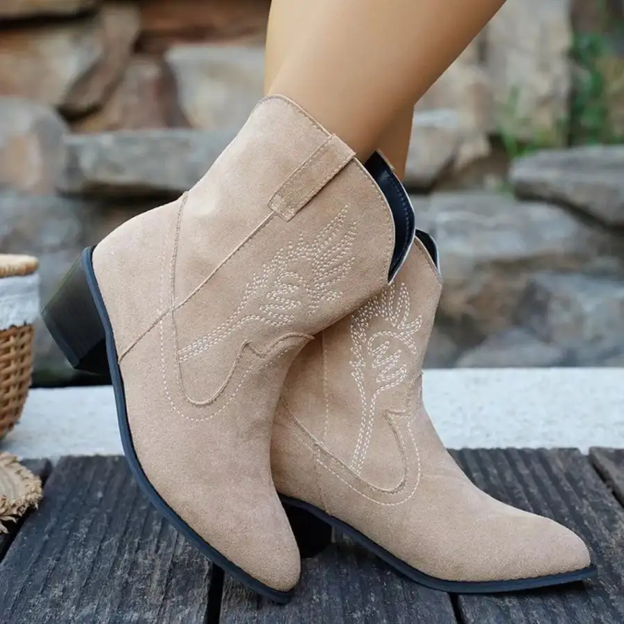 Point Toe Block Heels Boots