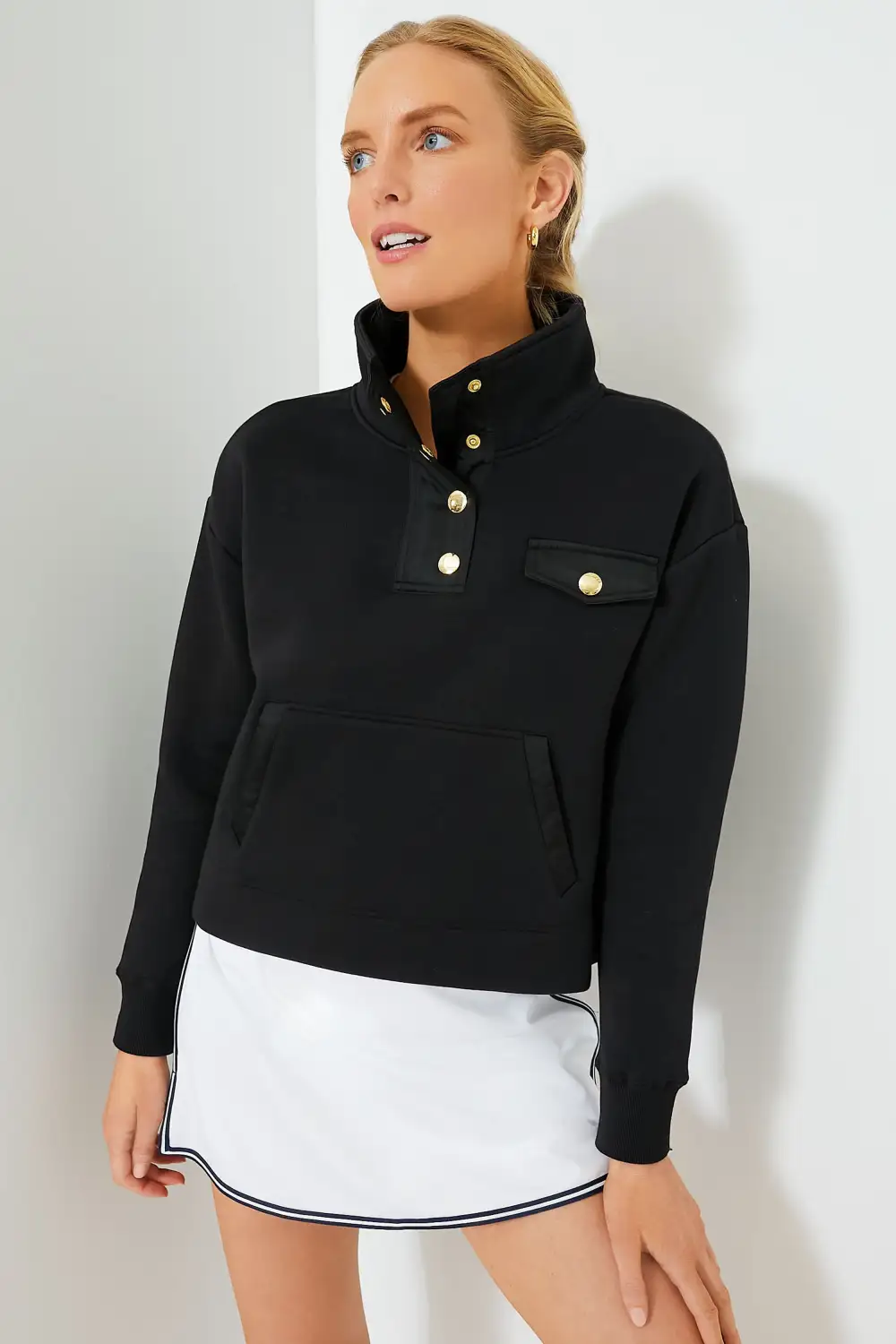 Black Snap Neck Bailey Pullover