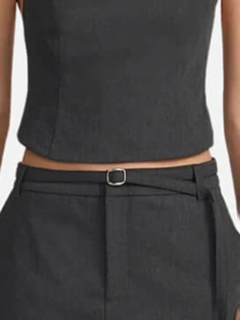 Mid-Rise Mini Skirt With Belt