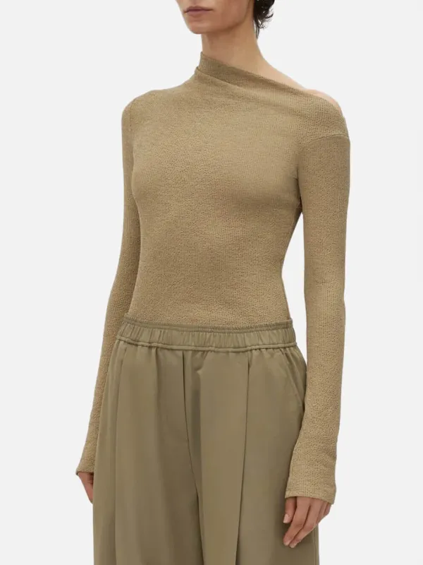 Asymmetrical Neck Long Sleeve Top