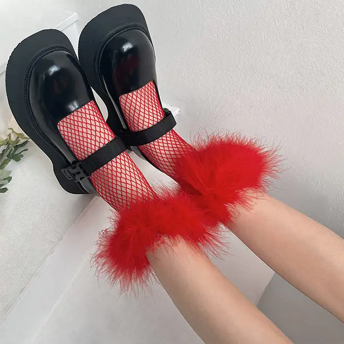 Retro Fluffy Net Socks
