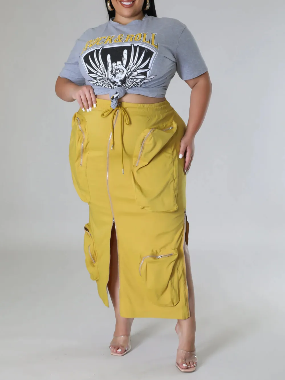 Plus-Size Fashion Women'S Cargo Style Skirt