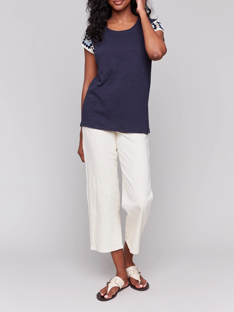 Creative Art Short Sleeve Ladies Top