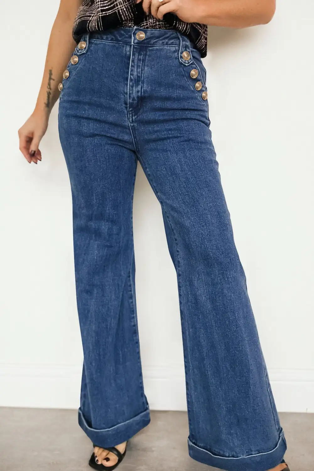 Wide Leg Denim Trousers
