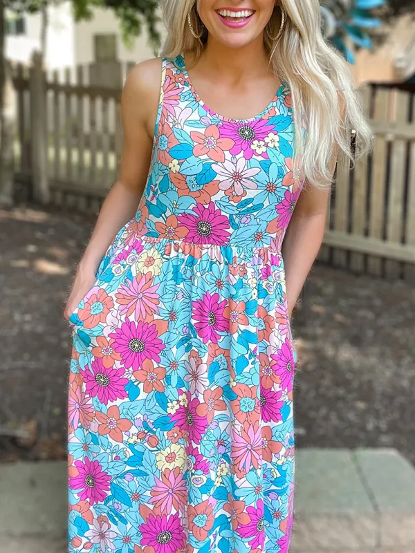 Sleeveless Floral Casual Dress