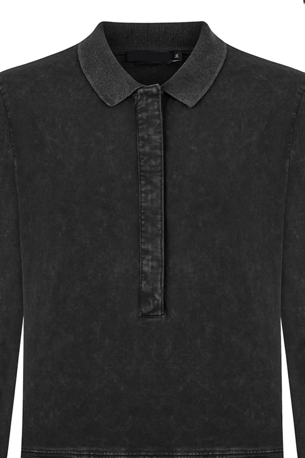 Lapel Sweatshirt-Grey