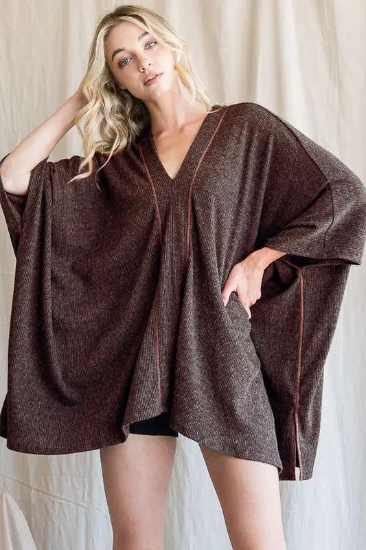 Vivienne V-Neck Poncho Top | URBAN ECHO SHOP