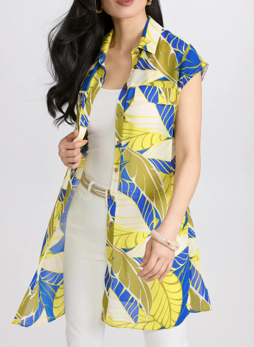 Chiffon-Blended Cotton Shirt