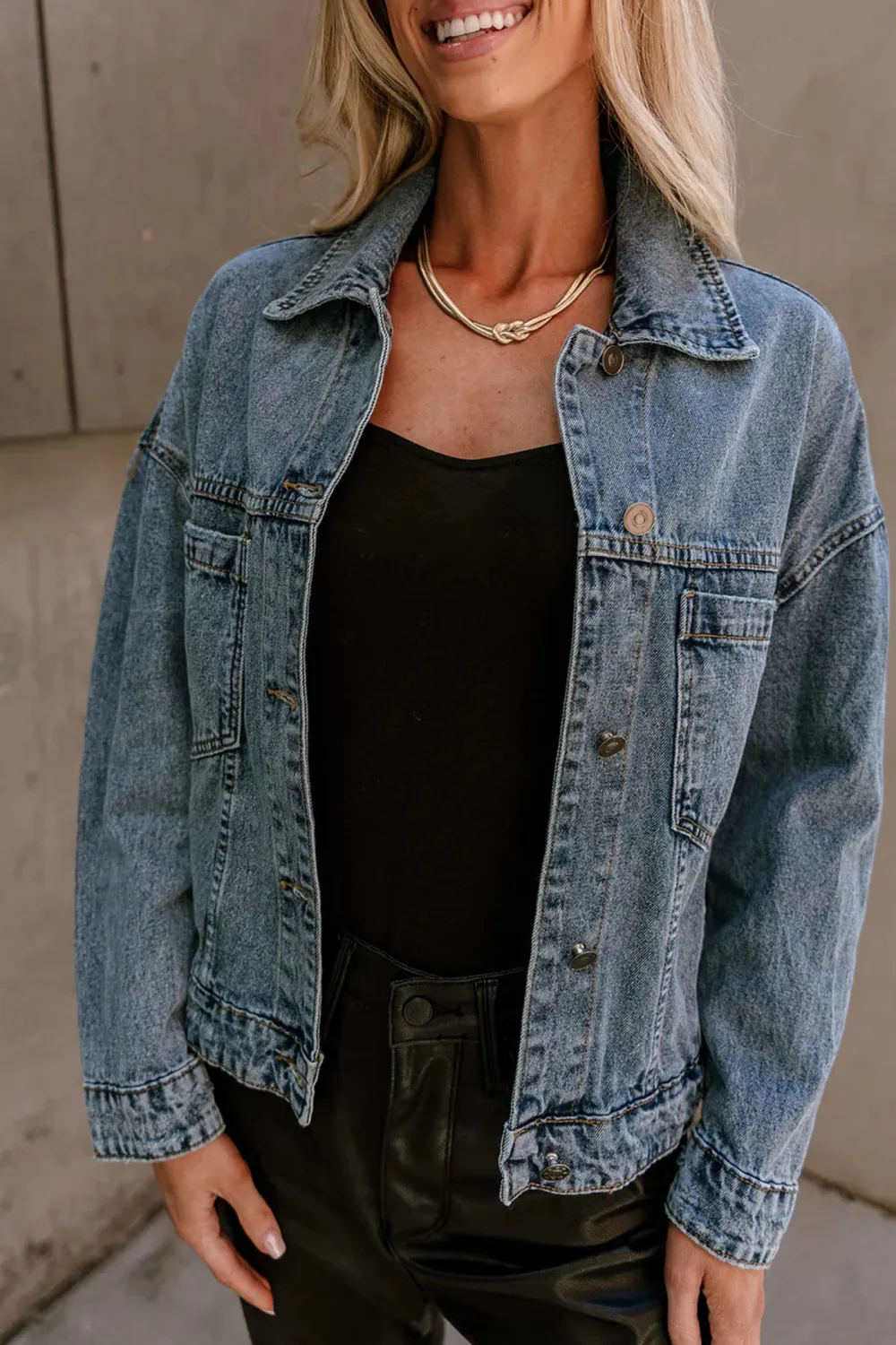 Washed Long Sleeve Denim Jacket