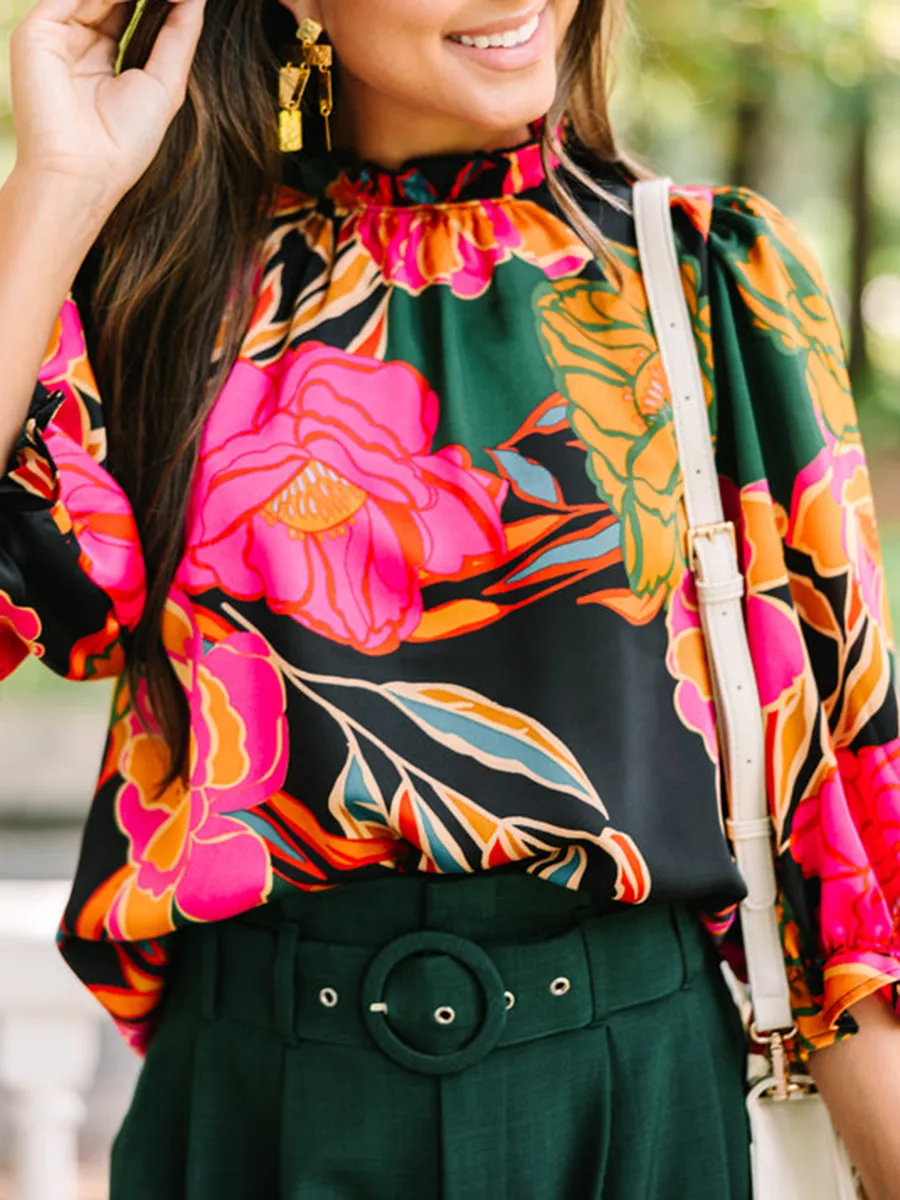 Green Floral Blouse