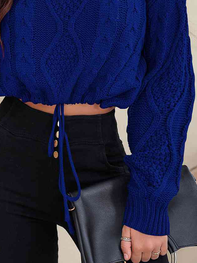 Drawstring Round Neck Sweater