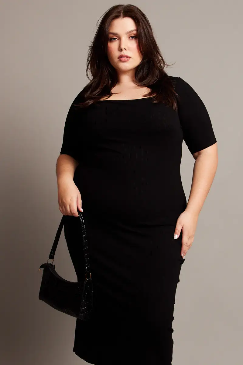 Black Shaper Dress Short Sleeve Bodycon