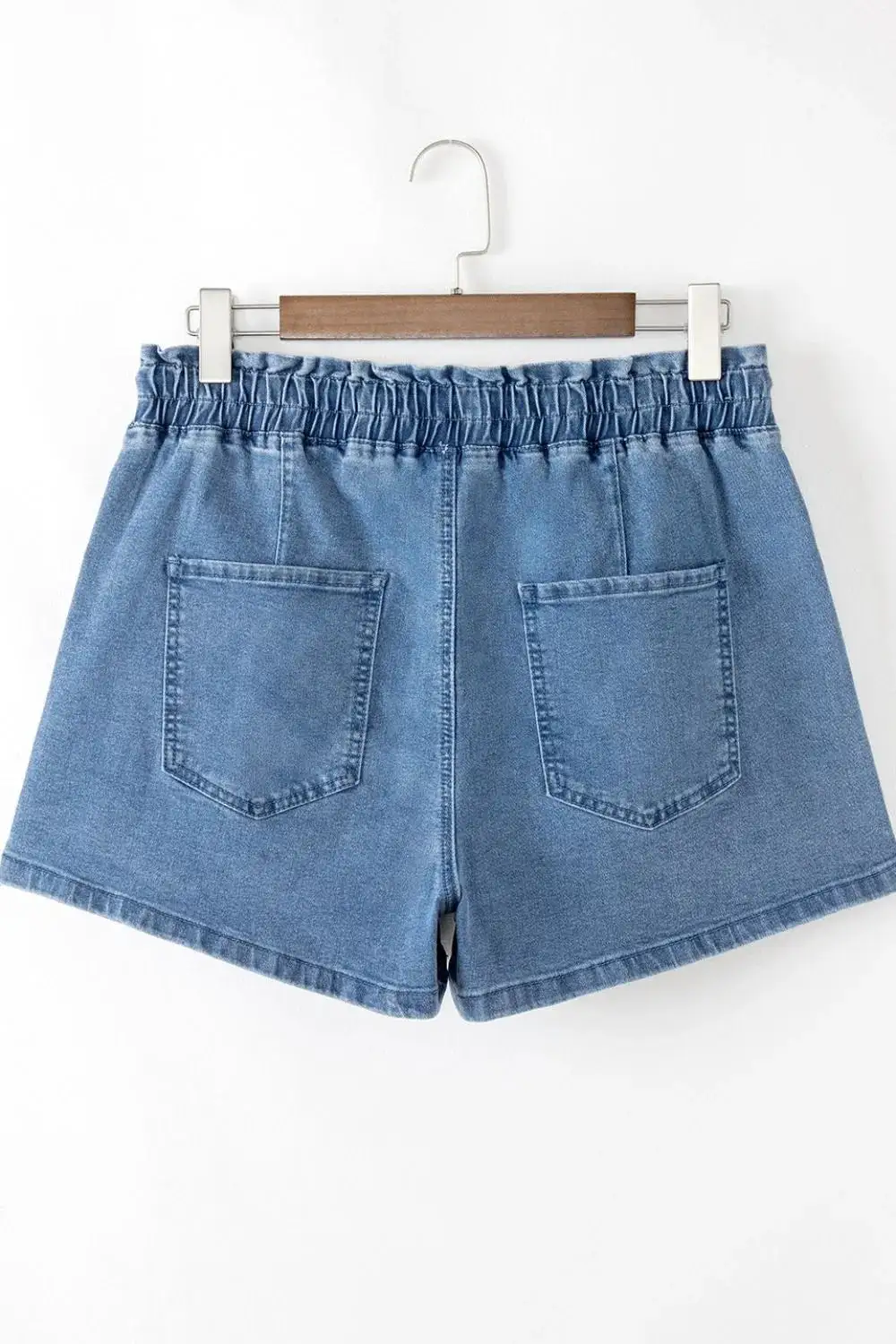 High Waist Drawstring Denim Shorts With Pockets