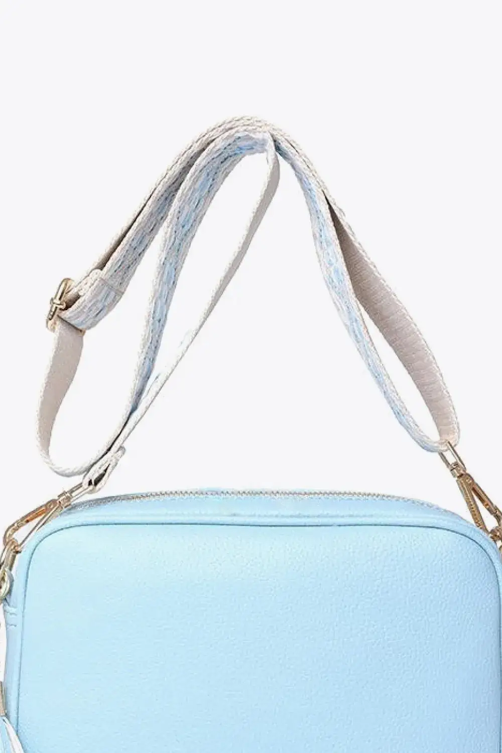 Tassel Accent Faux Leather Crossbody Bag