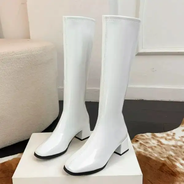 Refined Square Toe Block Heel Boots