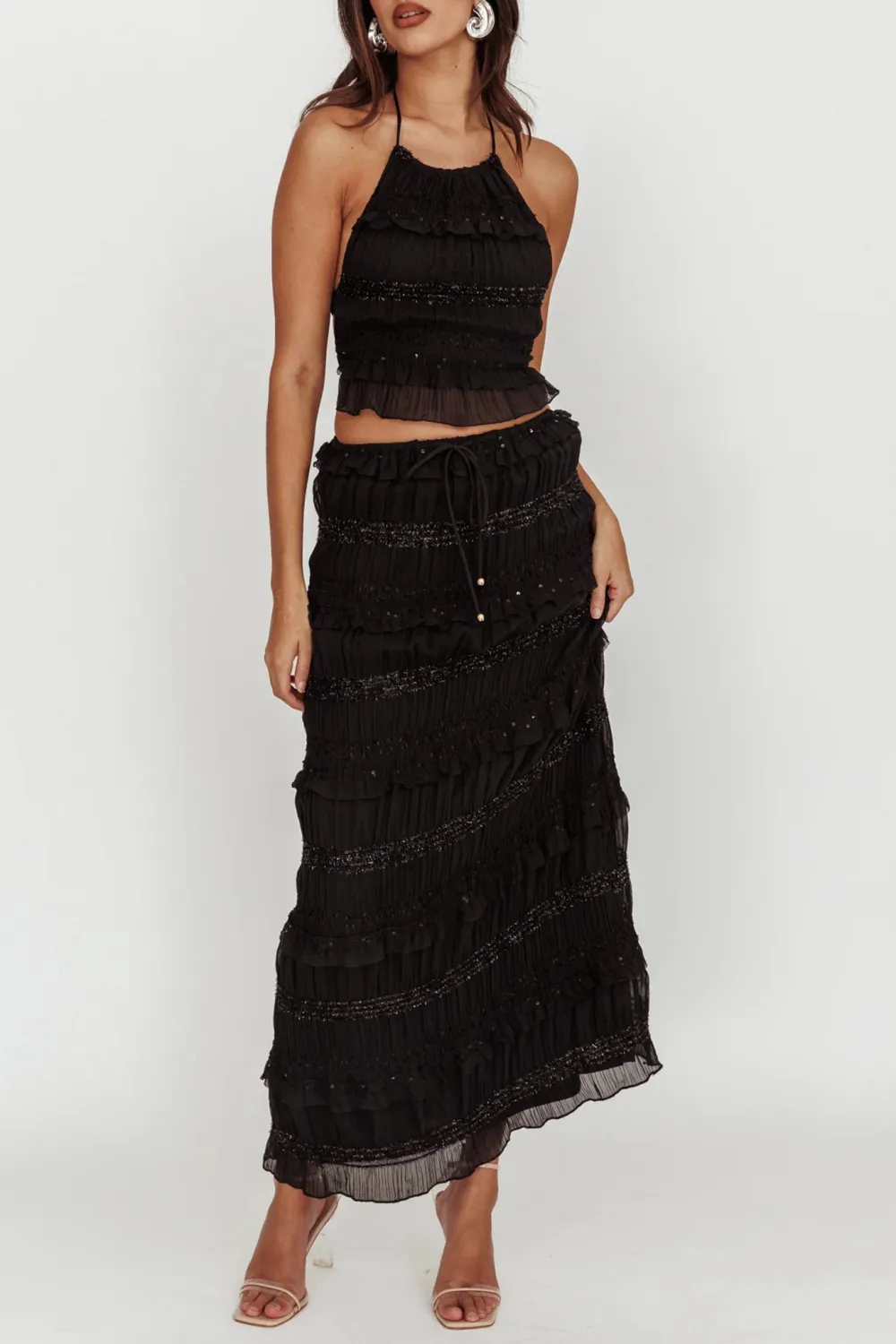Fashion Ruffle Lace Halter Top