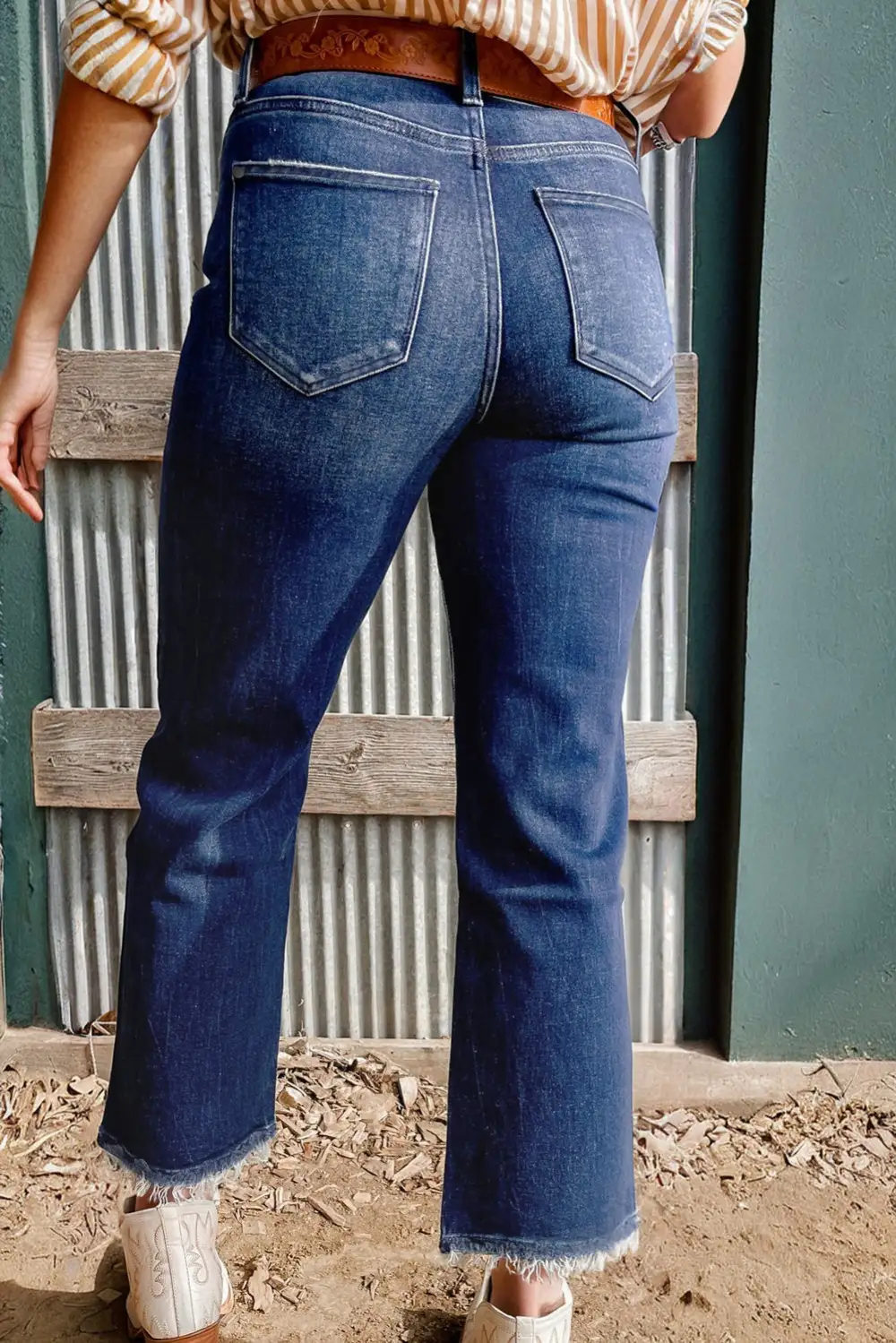 Flare Flared High Waist Raw Hem Jeans
