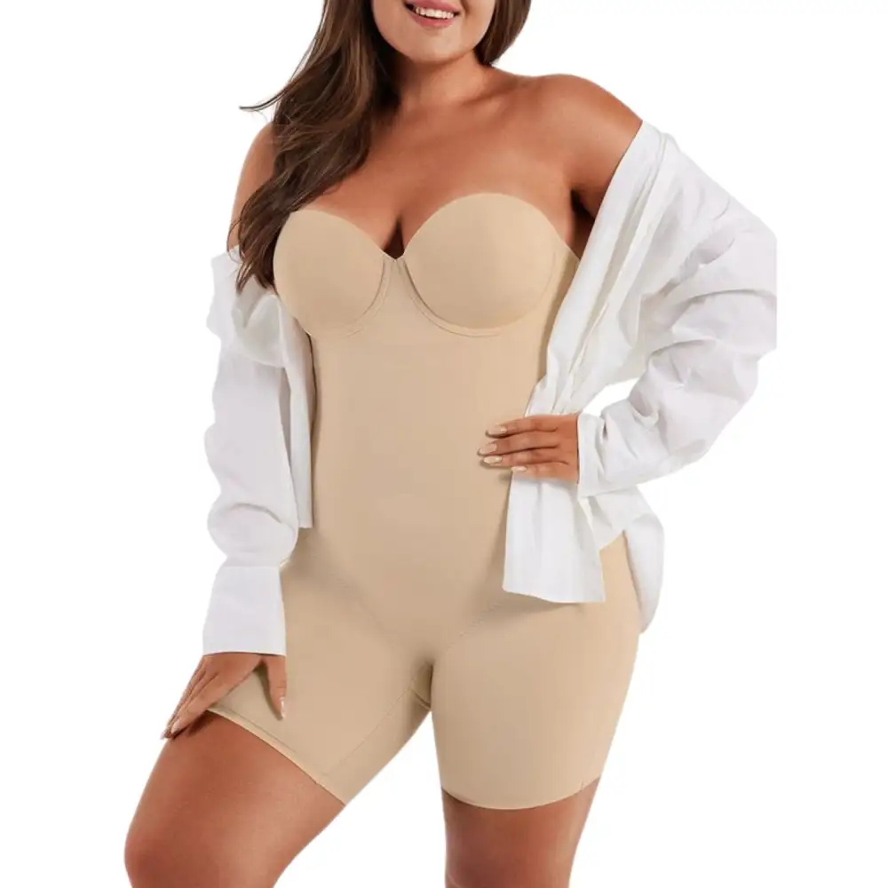 Open Bust Mid Thigh Shaping Bodysuit