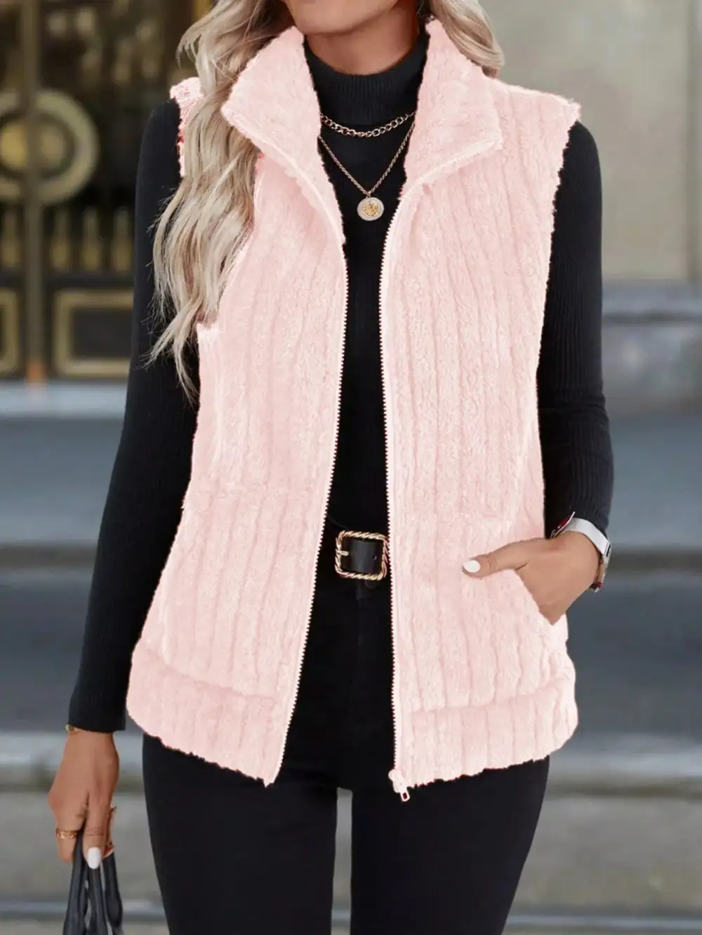 Full Size Fleece Zip-Up Vest