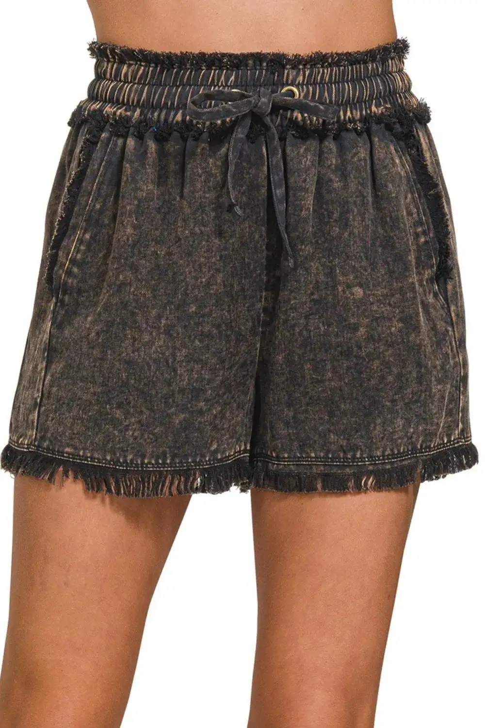Frayed Hem Washed Shorts