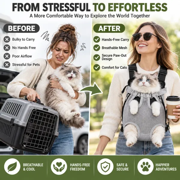 Breathable Pet Backpack for Cats, Front-Facing Carrier Bag for Travel, All-Season Portable Shoulder Pack