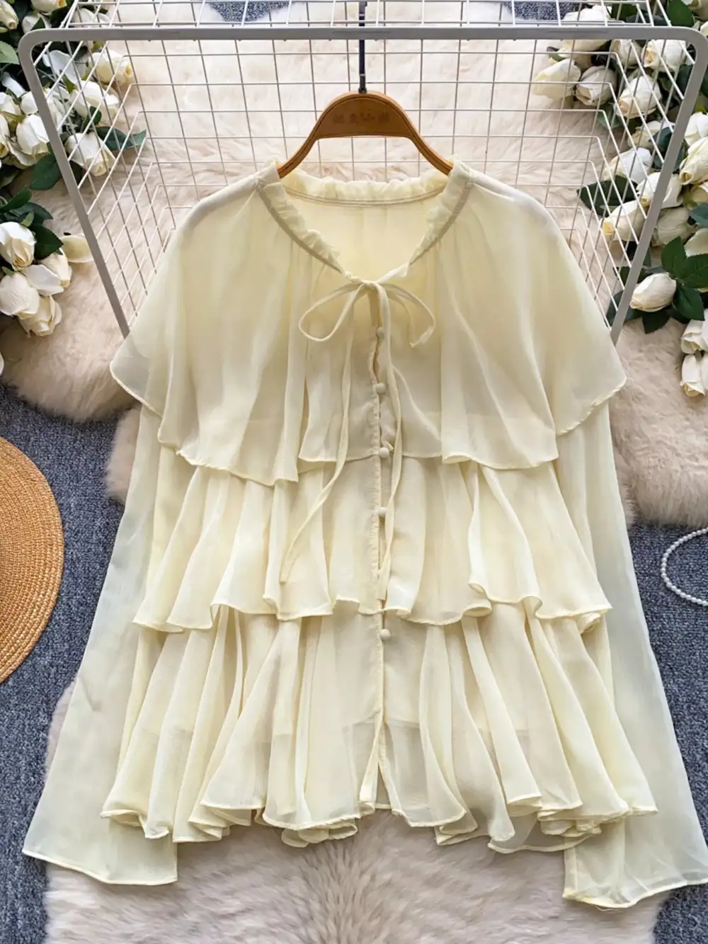 Ruffle Tiered Chiffon Blouse