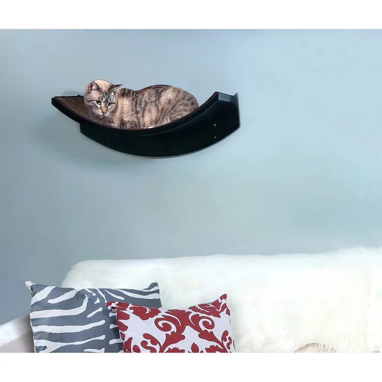 Lotus Leaf Cat Shelf - Wall-Mounted Wood Cat Furniture with Replaceable Carpet, Holds Up to 50 Lbs