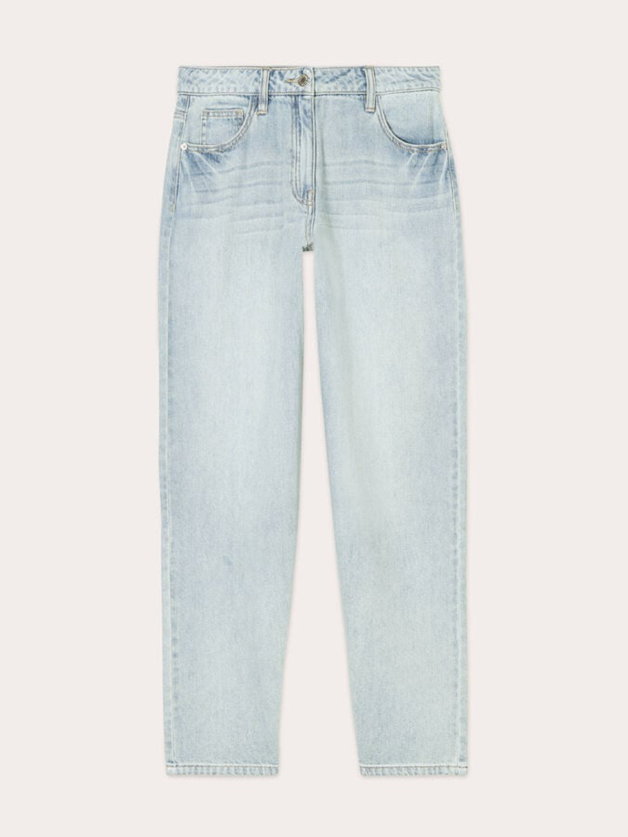 Jeans jambe large denim bleach femme