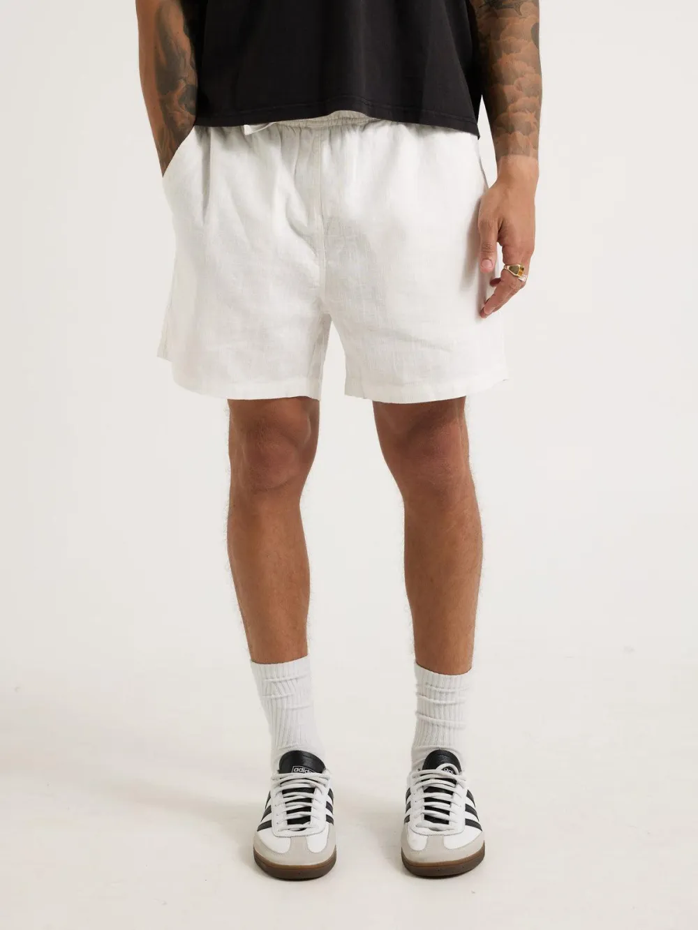 Casual And Comfortable Linen  White  Shorts