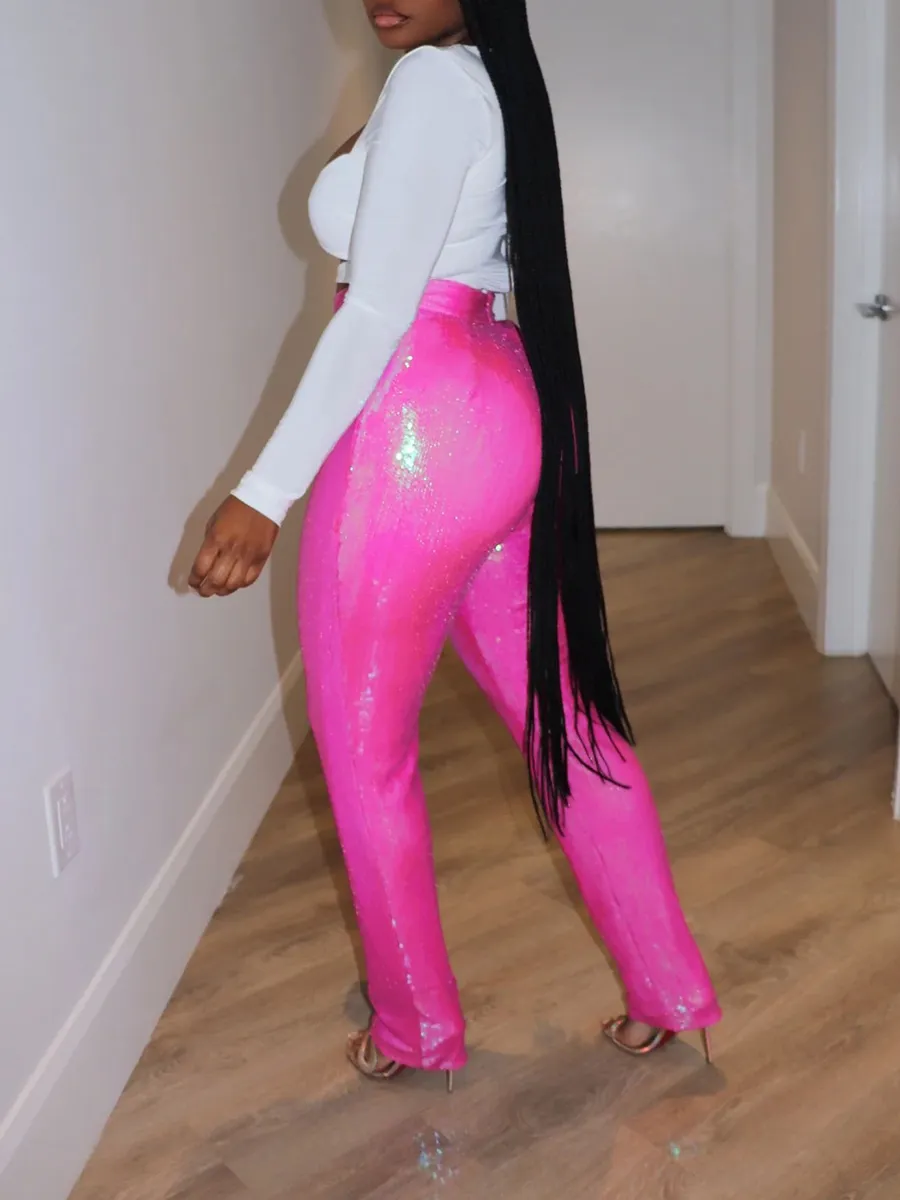 Rose Sequin Shirt And Pants Set