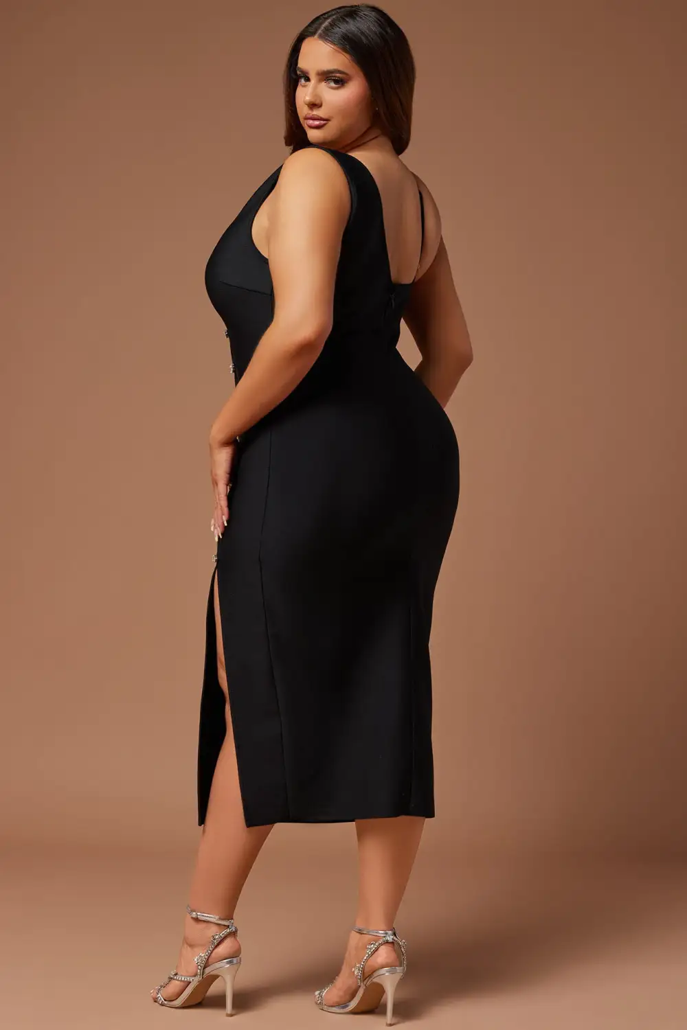 Elsa Bandage Midi Dress - Black
