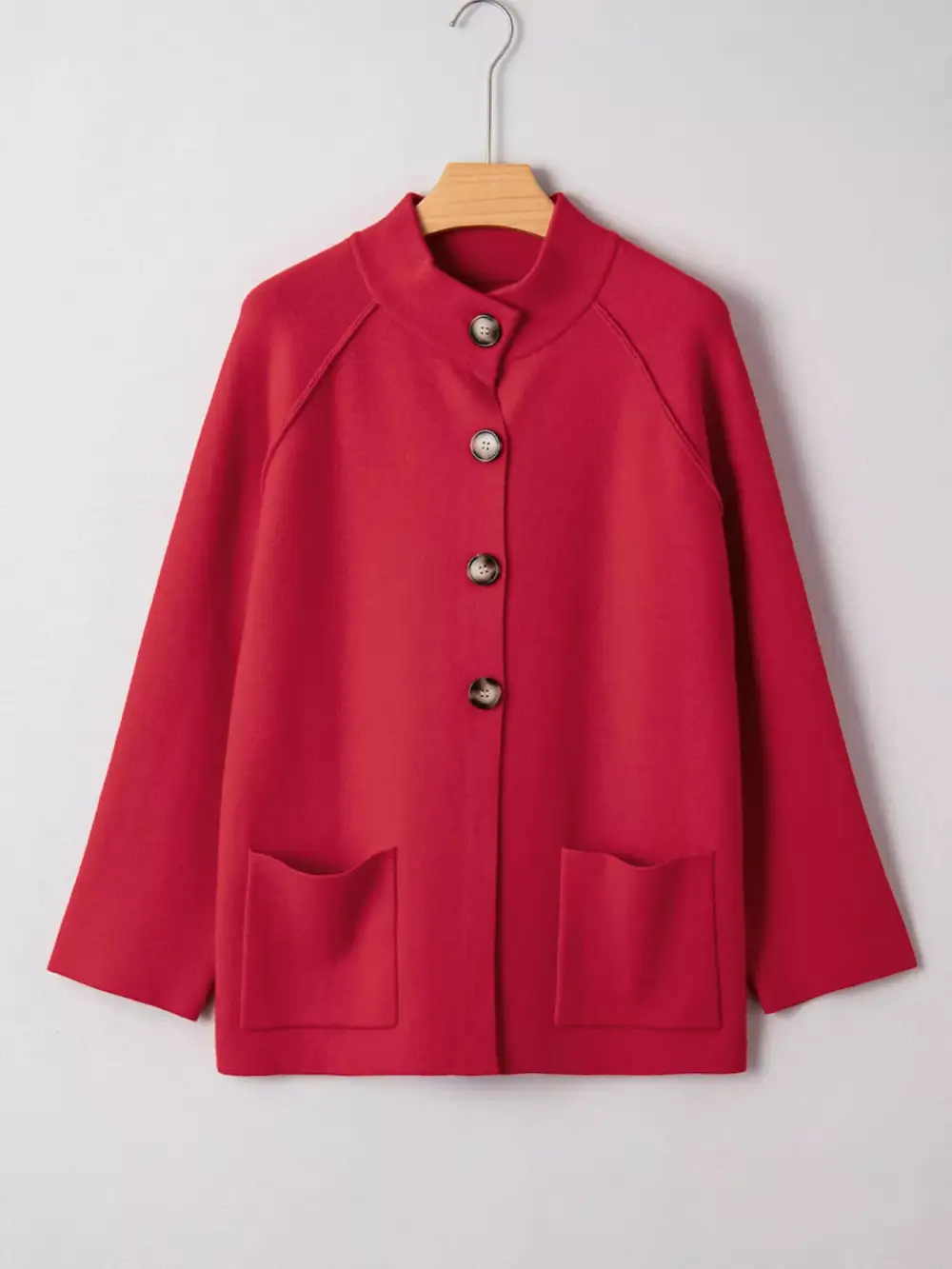 Collared Button-Front Wrapped Cardigan