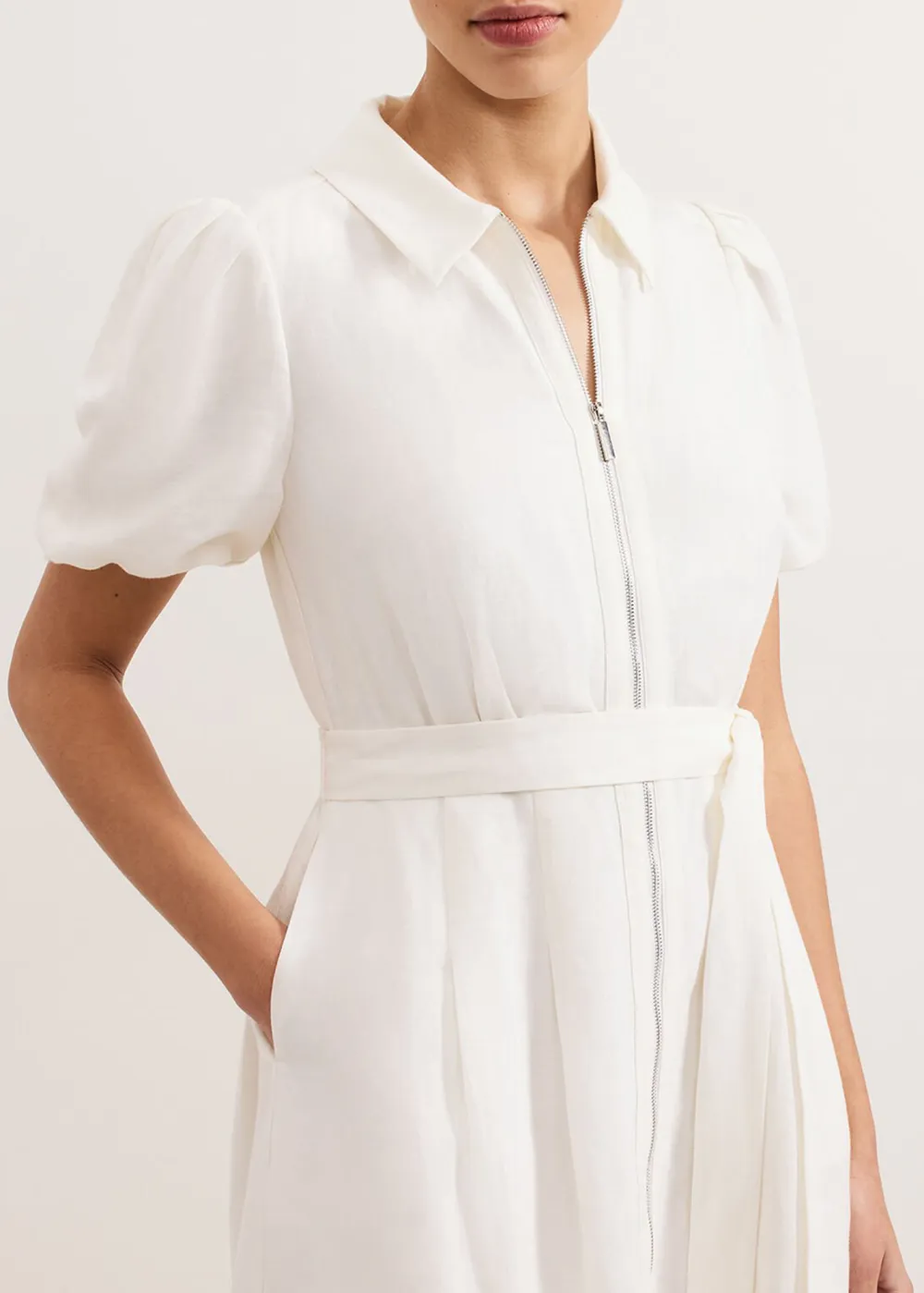 Simple Solid Color Linen Breathable Short-Sleeved Dress