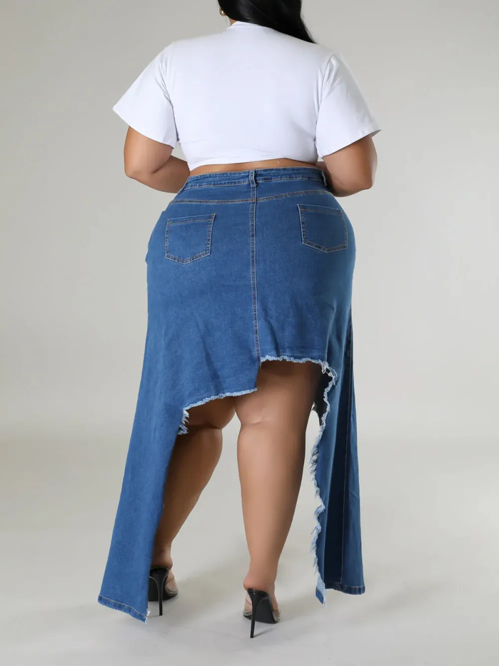 Plus-Size Fashion Women'S Denim Split Hip Skirt