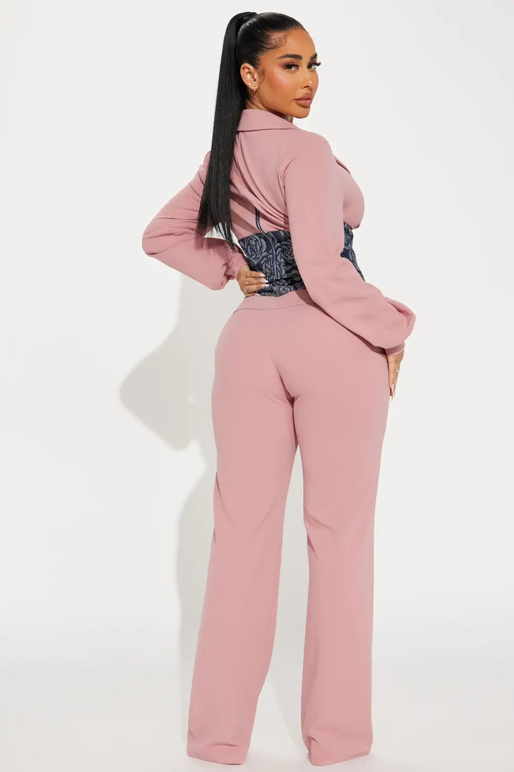 Fiona Blazer Pant Set - Mauve