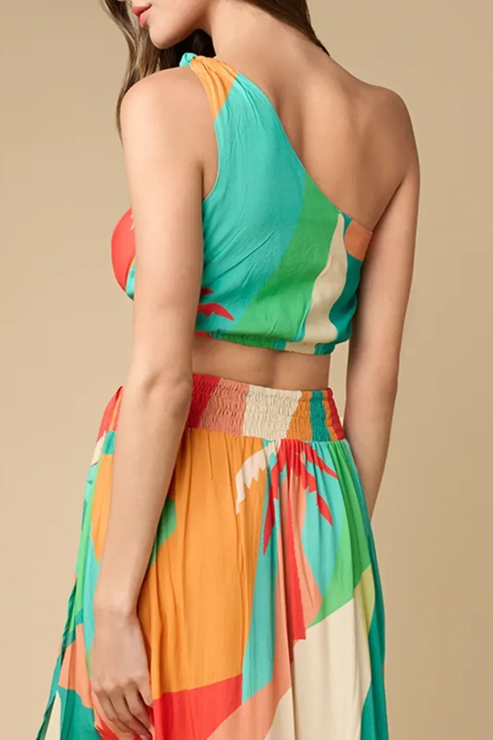 Multicolor Patchwork Halter Crop Top