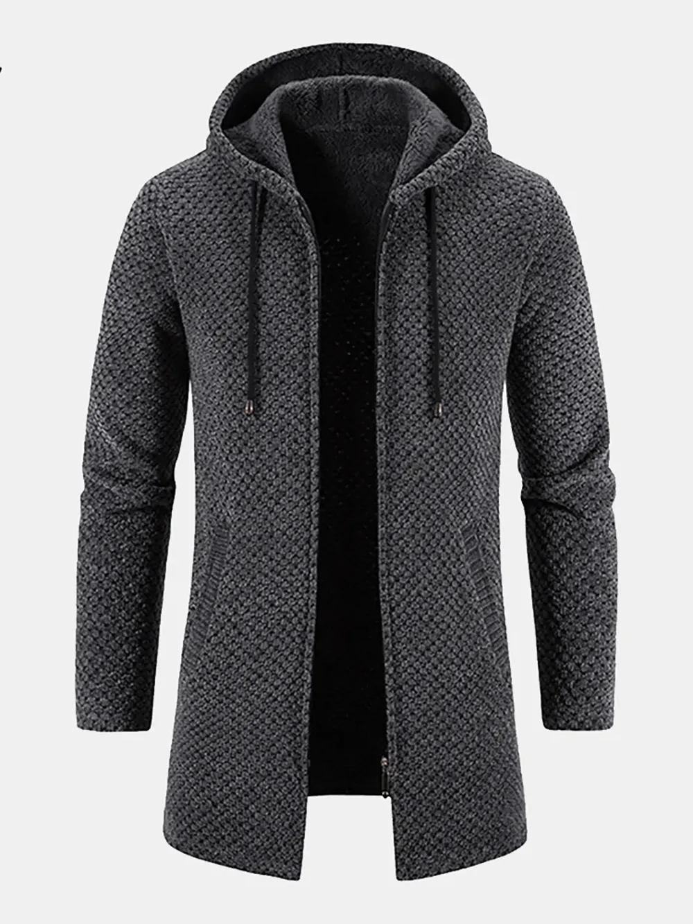 Long Line Textured Hooded Cardigan