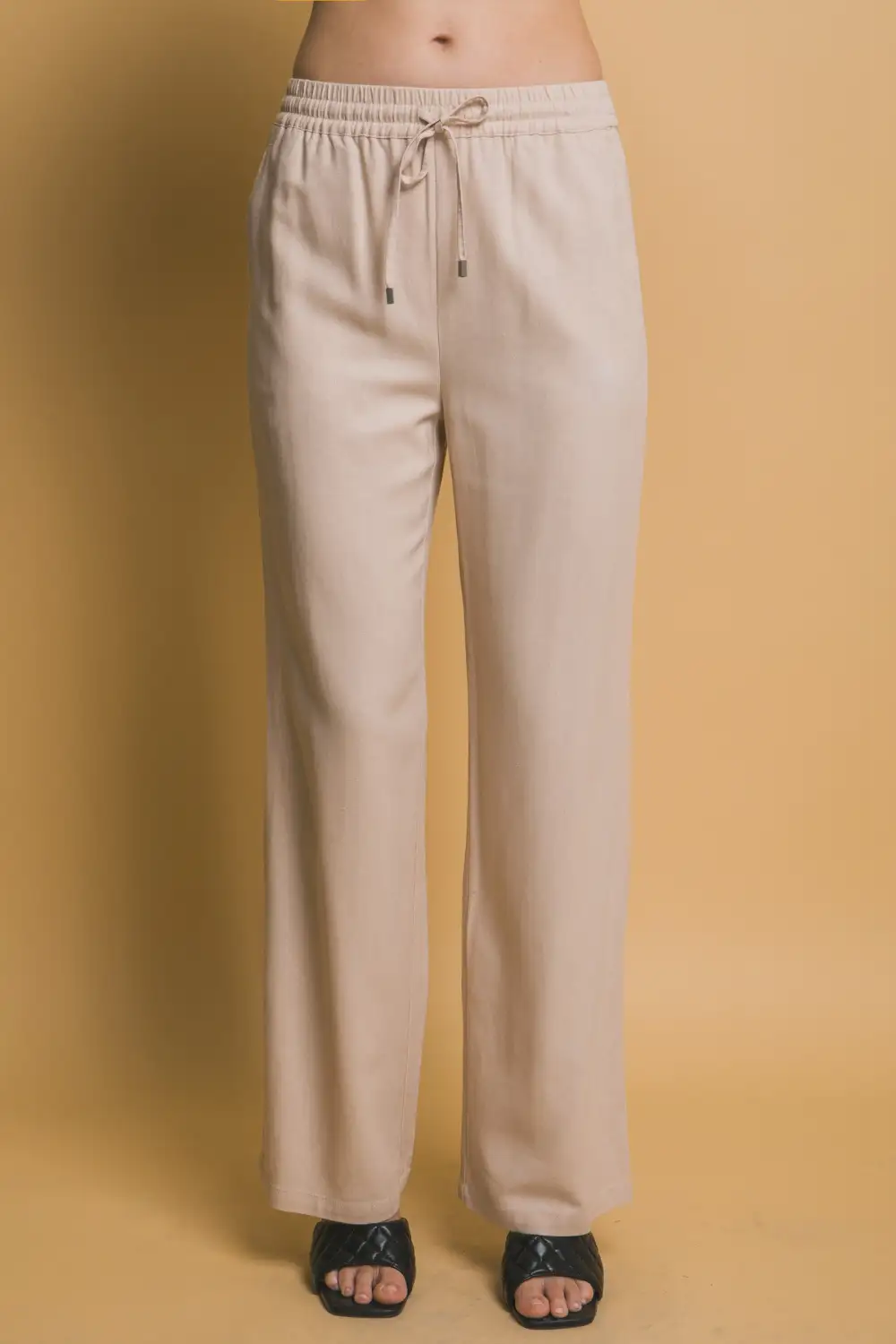 Modern Roomy Linen Blend Smocked Casual Pants