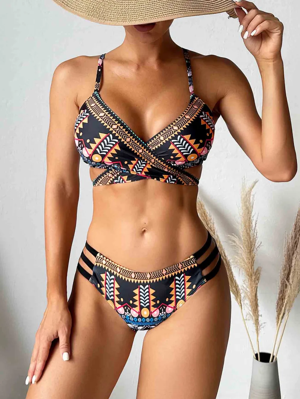 Boho Cross Strap Bikini Set