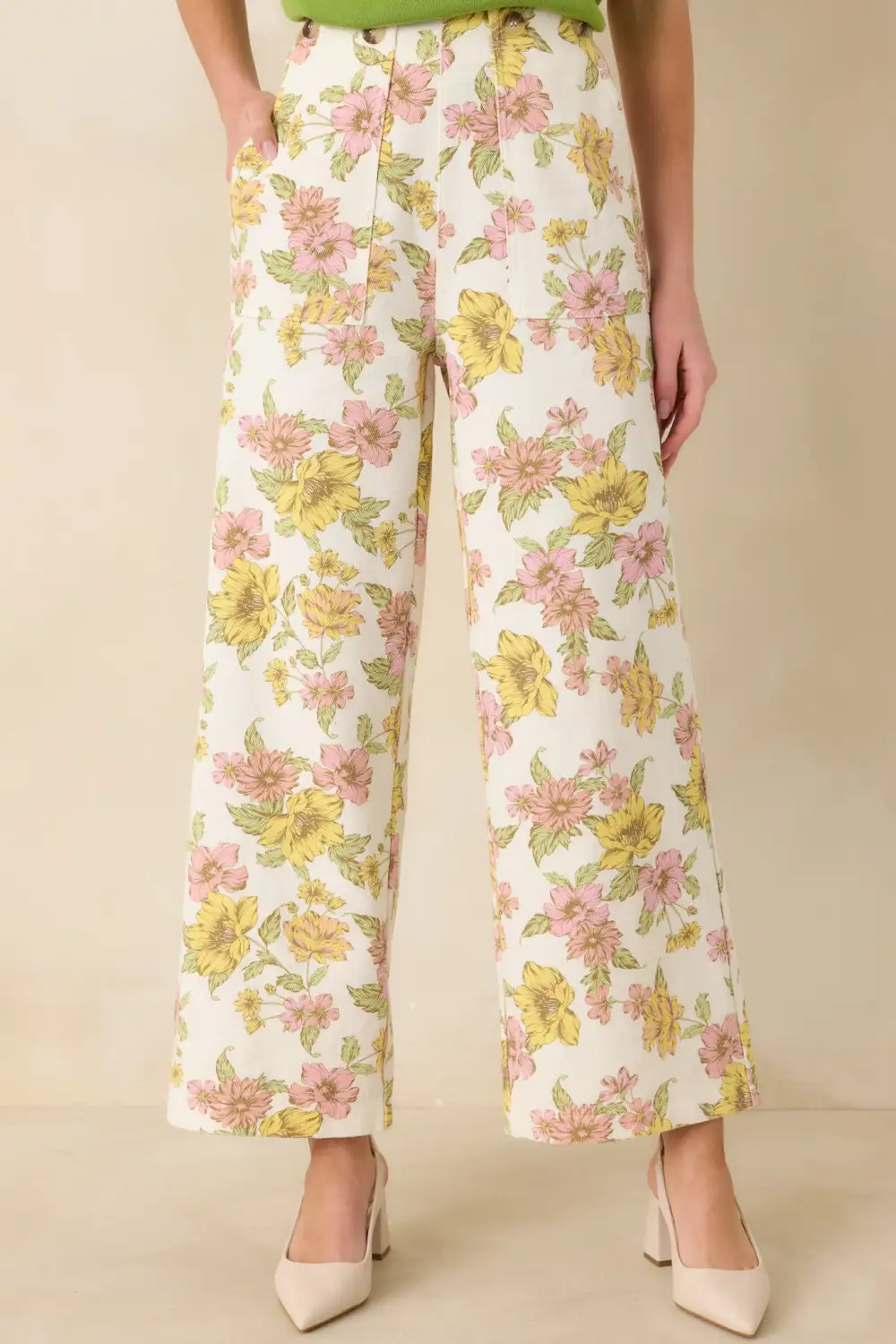 Floral Print Wide Leg Pants