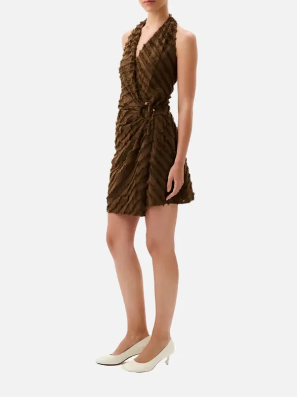 Texture Halter Neck Mini Dress