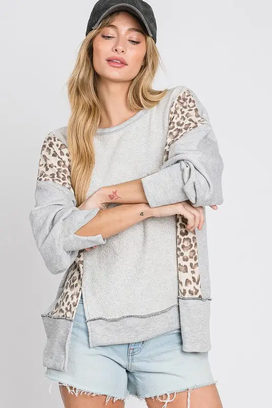 Tawny Kay Leopard Top Grey | URBAN ECHO SHOP