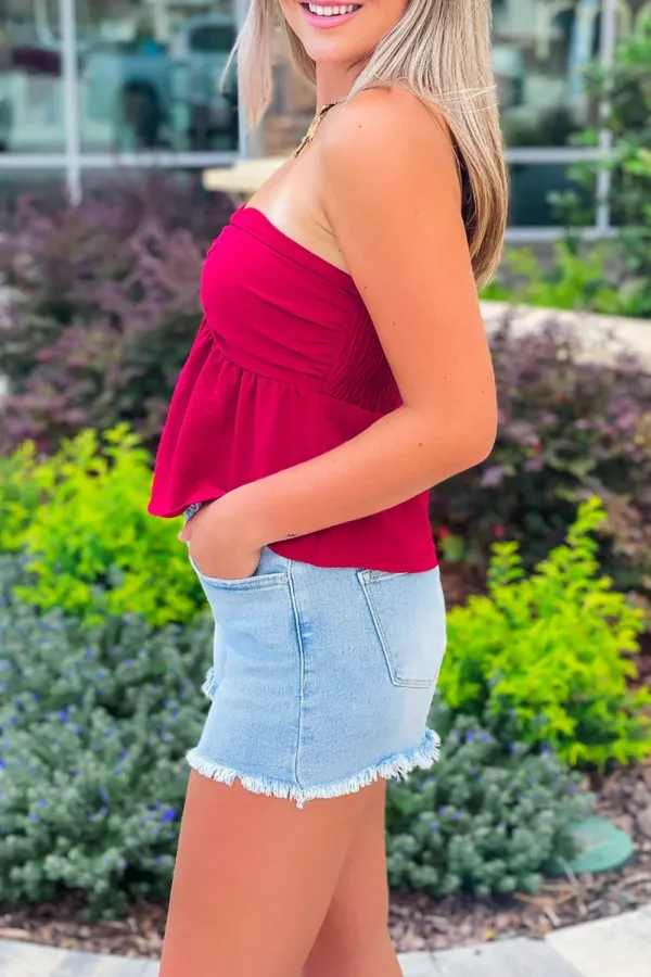 Holiday-Inspired Red Top With Unique Design
