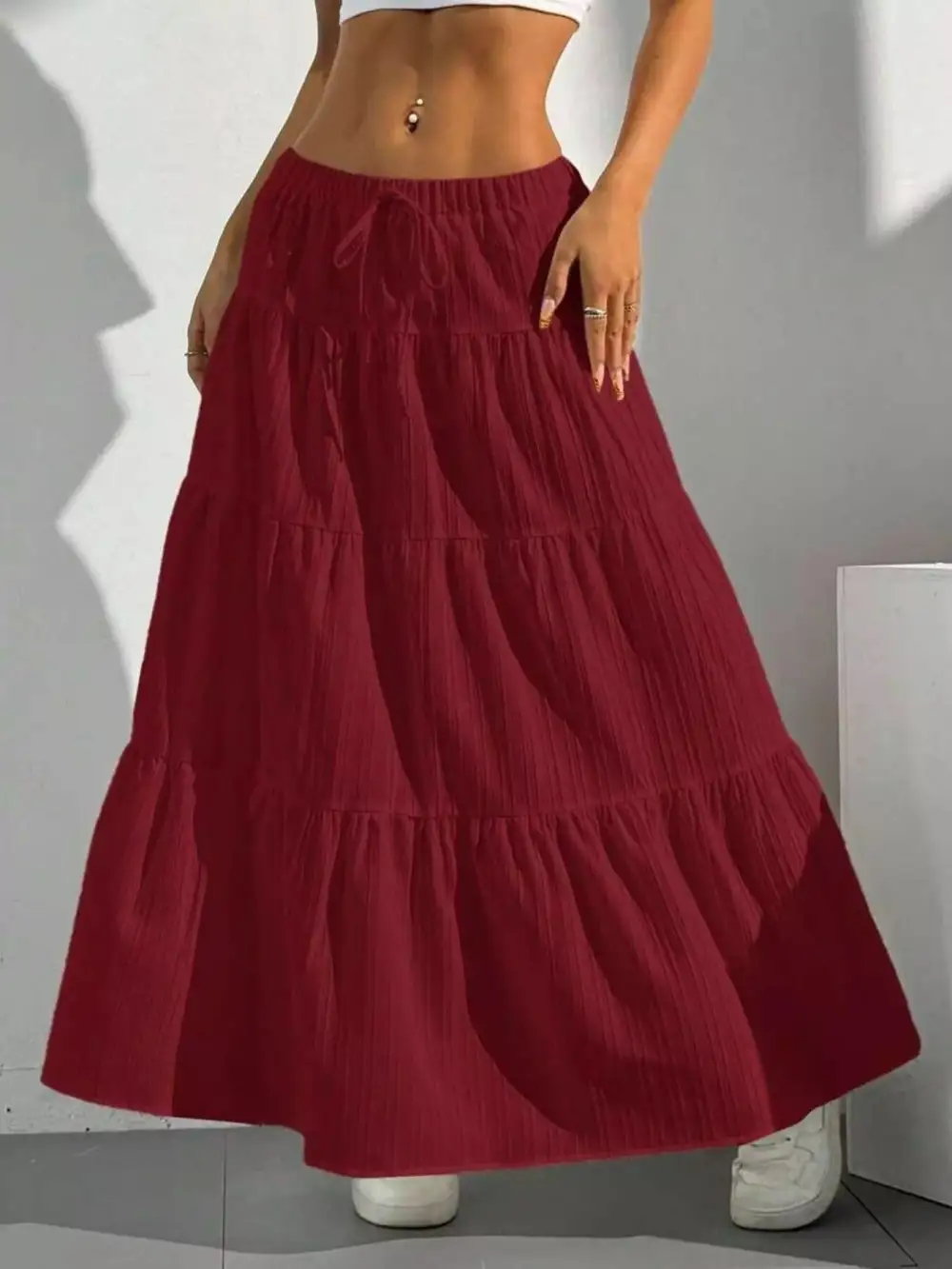 Sharp Drawstring Flowy Skirt
